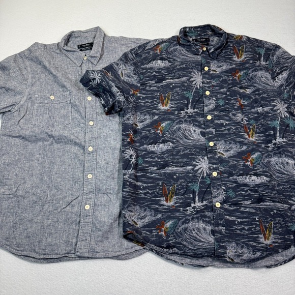 Lucky Brand Classic Fit Shirt Bundle Men's L‎ Chambray Surf Floral Button-Up - Picture 1 of 7